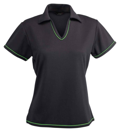 1110B Cool Dry Ladies SS Polo Charcoal Lime
