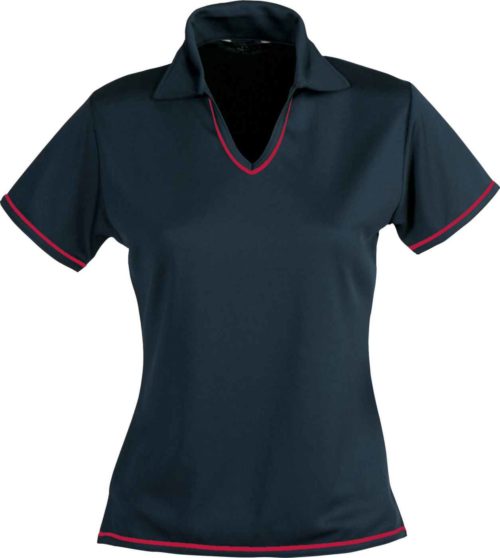 1110B Cool Dry Ladies SS Polo Navy Red