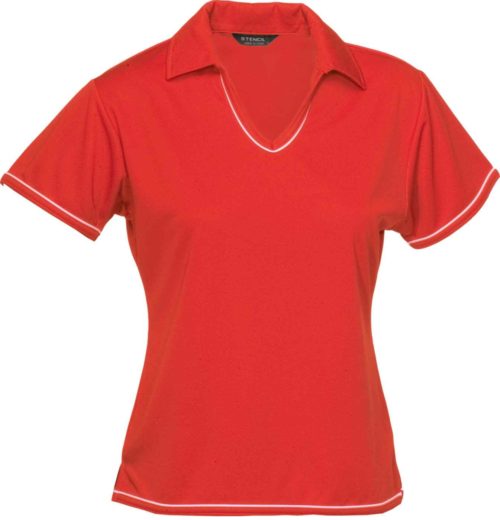 1110B Cool Dry Ladies SS Polo Red White
