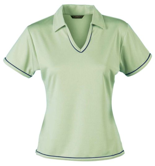 1110B Cool Dry Ladies SS Polo Sage Green Navy