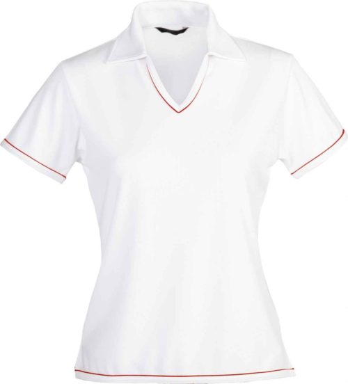 1110B Cool Dry Ladies SS Polo White Red