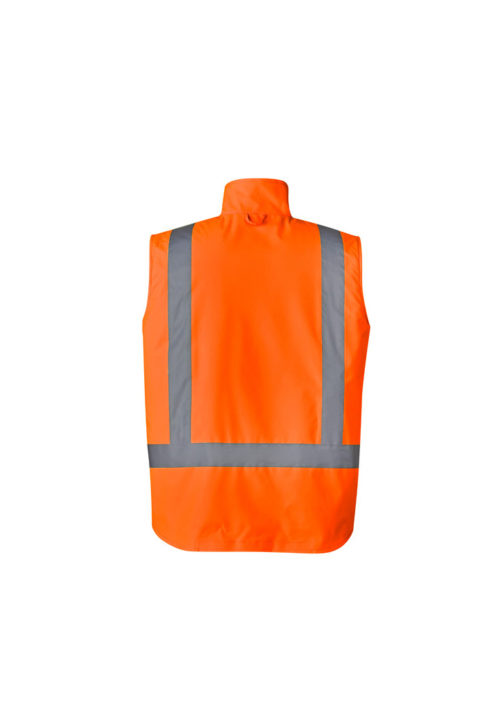 ZJ220 Syzmik Mens Hi Vis Basic 4 in 1 Waterproof Jacket OrangeNavy Vest Back
