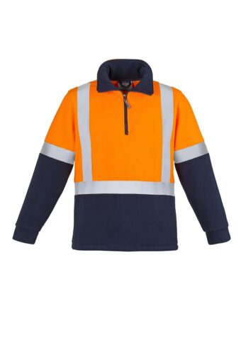 ZT462 Syzmik Mens Hi Vis Fleece Jumper Shoulder Taped OrangeNavy F
