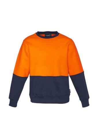 ZT475 Syzmik Unisex Hi Vis Crew Sweatshirt OrangeNavy F