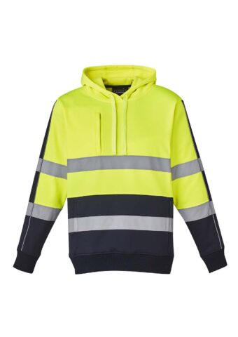 ZT483 Syzmik Unisex Hi Vis Stretch Taped Hoodie YellowNavy F