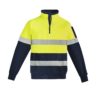 ZT567 Syzmik Mens Hi Vis 14 Zip Pullover Hoop Taped YellowNavy F