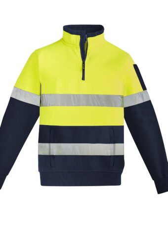 ZT567 Syzmik Mens Hi Vis 14 Zip Pullover Hoop Taped YellowNavy F