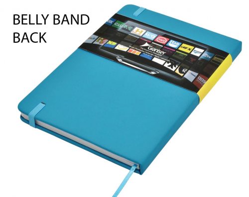 J16 Carnival A5 Notepad Belly band on carnival blue back 01
