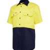 Y04620 Hard Yakka Lightweight Drill 2 Tone Ventilated SS Shirt Yellow Navy Front