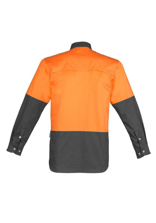 ZW122 Syzmik Hi Vis Spliced Industrial Shirt OrangeCharcoal B