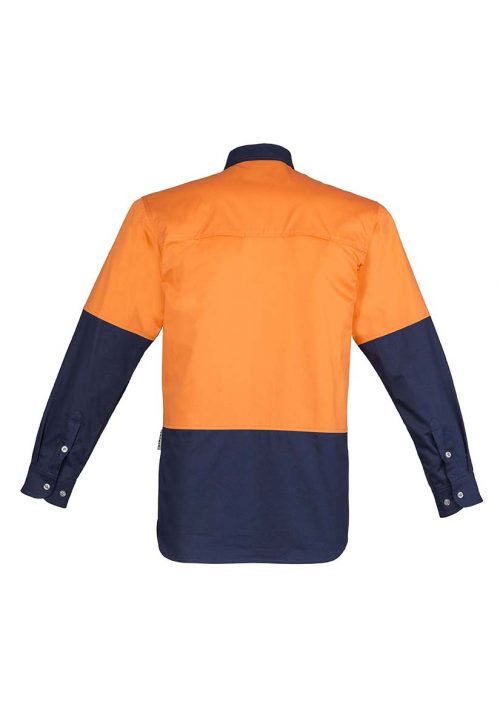 ZW122 Syzmik Hi Vis Spliced Industrial Shirt OrangeNavy B