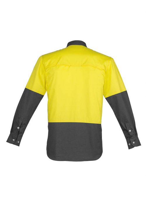 ZW122 Syzmik Hi Vis Spliced Industrial Shirt YellowCharcoal B