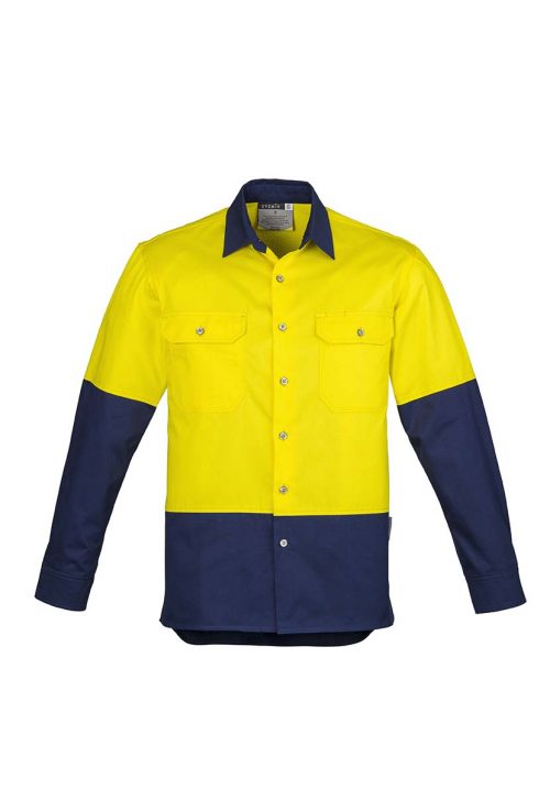 ZW122 Syzmik Hi Vis Spliced Industrial Shirt YellowNavy F