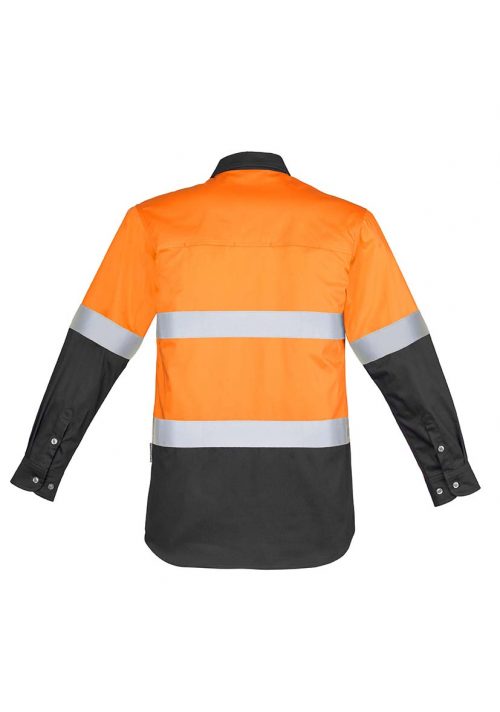 ZW123 Hi Vis Spliced Industrial Shirt Hoop Taped OrangeCharcoal B