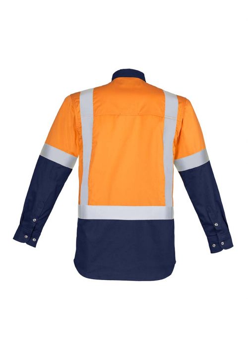 ZW124 Syzmik Hi Vis Spliced Industrial Shirt Shoulder Taped OrangeNavy B