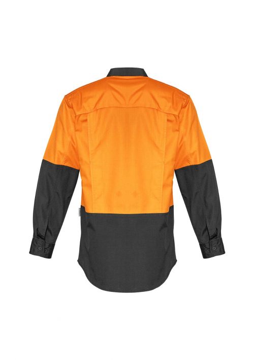 ZW128 Syzmik Rugged Cooling Hi Vis Spliced Shirt OrangeCharcoal B