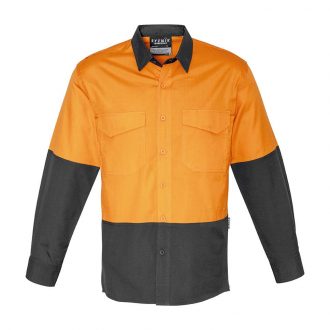 ZW128 Syzmik Rugged Cooling Hi Vis Spliced Shirt OrangeCharcoal F