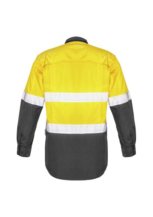 ZW129 Syzmik Rugged Cooling Taped Hi Vis Spliced Shirt YellowCharcoal B