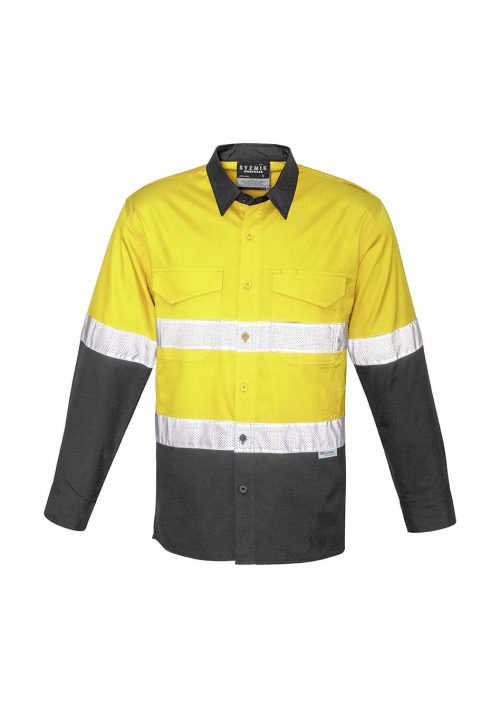 ZW129 Syzmik Rugged Cooling Taped Hi Vis Spliced Shirt YellowCharcoal F