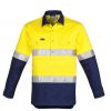 ZW550 Syzmik Hi Vis Closed Front LS Shirt Hoop Taped YellowNavy F