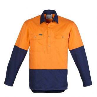 ZW560 Syzmik Hi Vis Closed Front Shirt OrangeNavy F