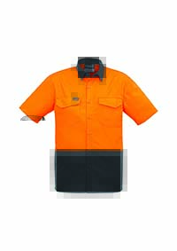 ZW815 Syzmik Rugged Cooling Hi Vis Spliced SS Shirt OrangeCharcoal F