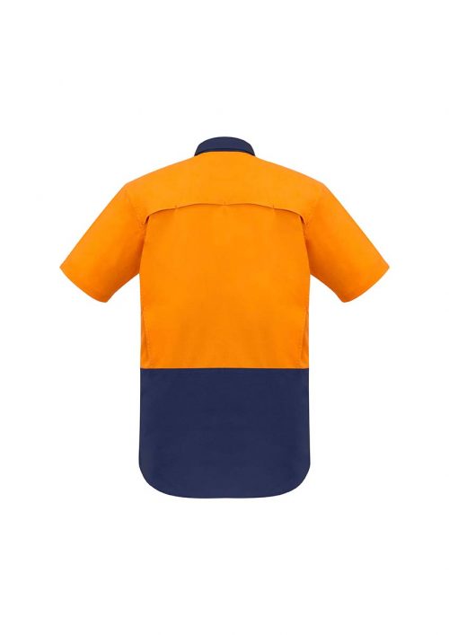 ZW815 Syzmik Rugged Cooling Hi Vis Spliced SS Shirt OrangeNavy B