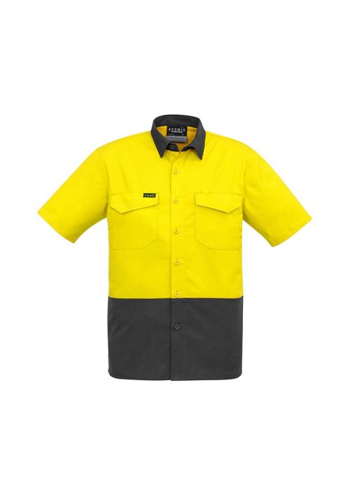 ZW815 Syzmik Rugged Cooling Hi Vis Spliced SS Shirt YellowCharcoal F