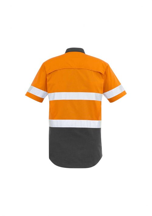 ZW835 Syzmik Rugged Cooling Taped Hi Vis Spliced SS Shirt OrangeCharcoal B