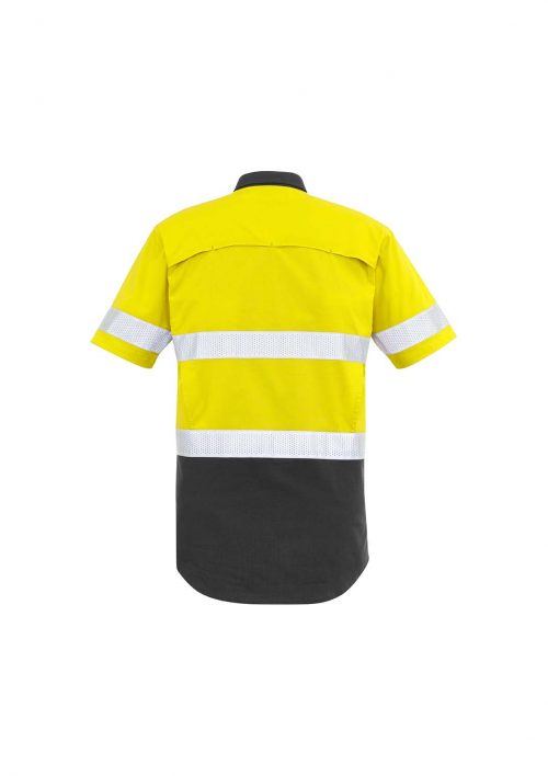 ZW835 Syzmik Rugged Cooling Taped Hi Vis Spliced SS Shirt YellowCharcoal B