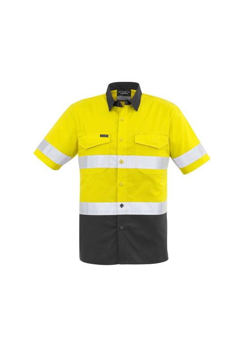ZW835 Syzmik Rugged Cooling Taped Hi Vis Spliced SS Shirt YellowCharcoal F