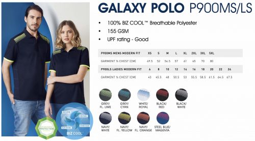 Galaxy Polo Colours Size Guide