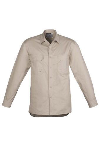 ZW121 Syzmik Light Weight Tradie LS Shirt Sand F