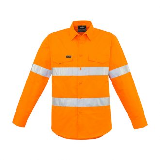ZW640 Syzmik Hi Vis Hoop Taped Shirt Orange Front