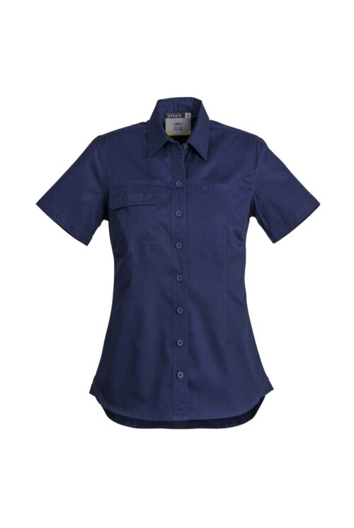 ZWL120 Syzmik Womens Lightweight Tradie SS Shirt Navy F scaled