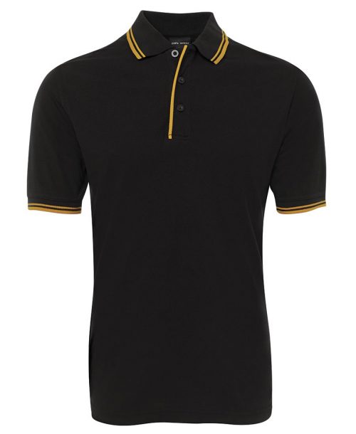 2CP Contrast Polo Adults Black Gold
