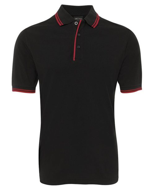 2CP Contrast Polo Adults Black Red