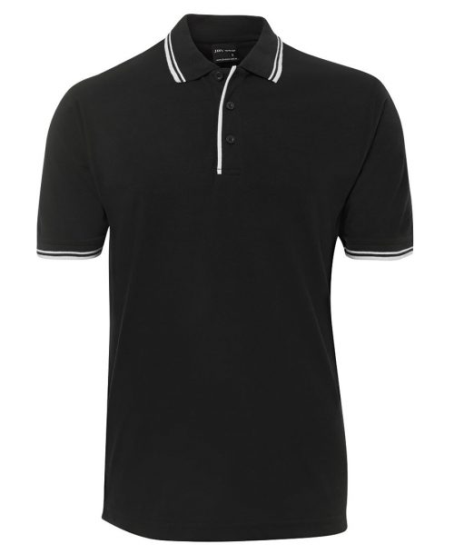 2CP Contrast Polo Adults Black White
