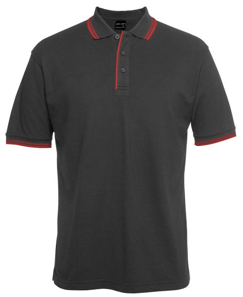 2CP Contrast Polo Adults Gunmetal Red