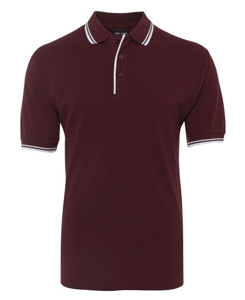 2CP Contrast Polo Adults Maroon White