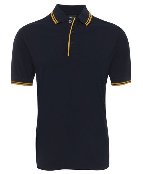 2CP Contrast Polo Adults Navy Gold