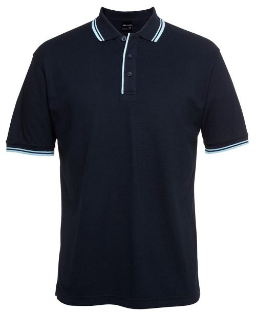 2CP Contrast Polo Adults Navy Lt Blue