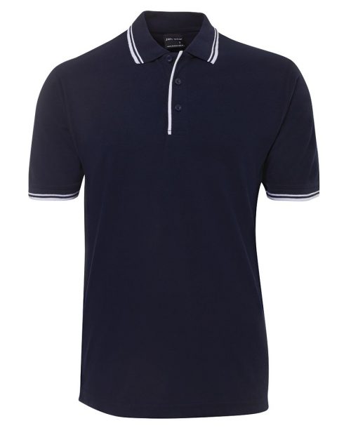 2CP Contrast Polo Adults Navy White