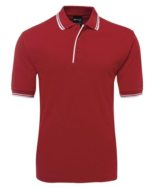 2CP Contrast Polo Adults Red White