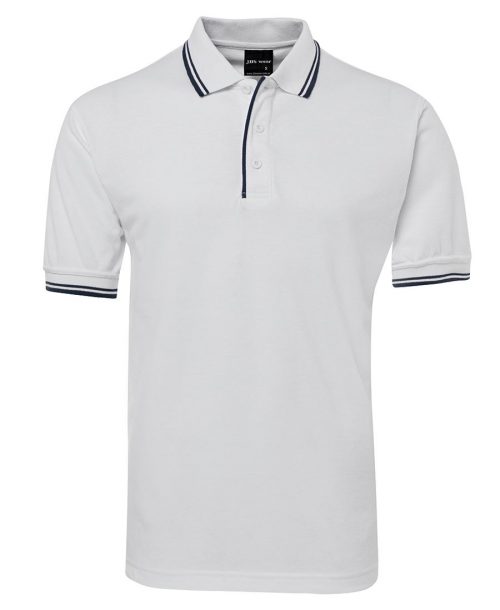 2CP Contrast Polo Adults White Navy