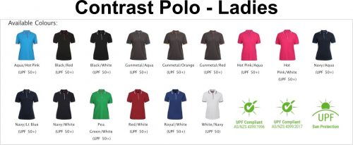 2LCP Contrast Polo Ladies Colours