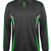 7CLP Cool LS Polo Gunmetal Pea Green Grey