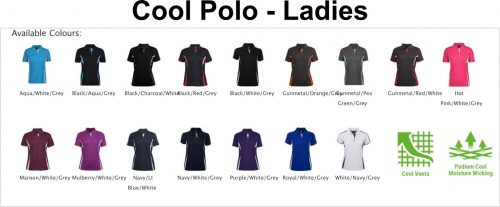 7COP1 Cool Polo Ladies Colours