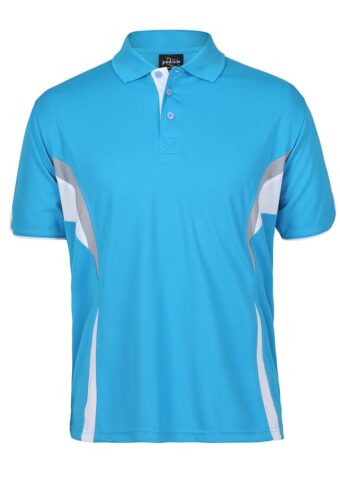 7COP Cool Polo Mens Aqua White Grey