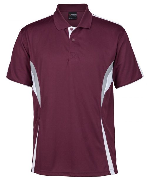 7COP Cool Polo Mens Maroon White Grey